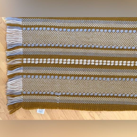 🌽 Chunky Weave Fringe Scarf |Goldenrod & Cream with Blue by Madewell - Picture 14 of 17